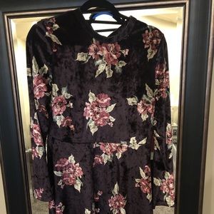 Adorable plum velour floral dress.